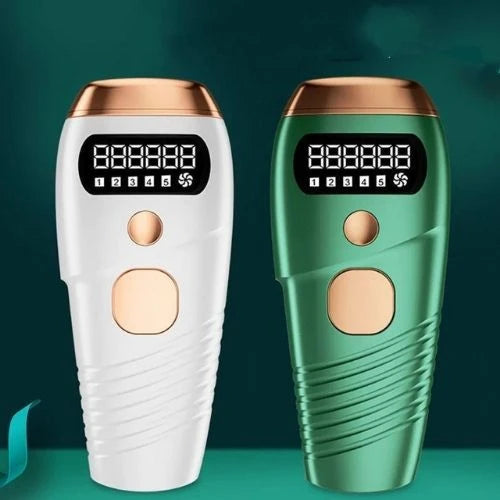 Epilatore laser IPL in bianco e in verde, con display digitale