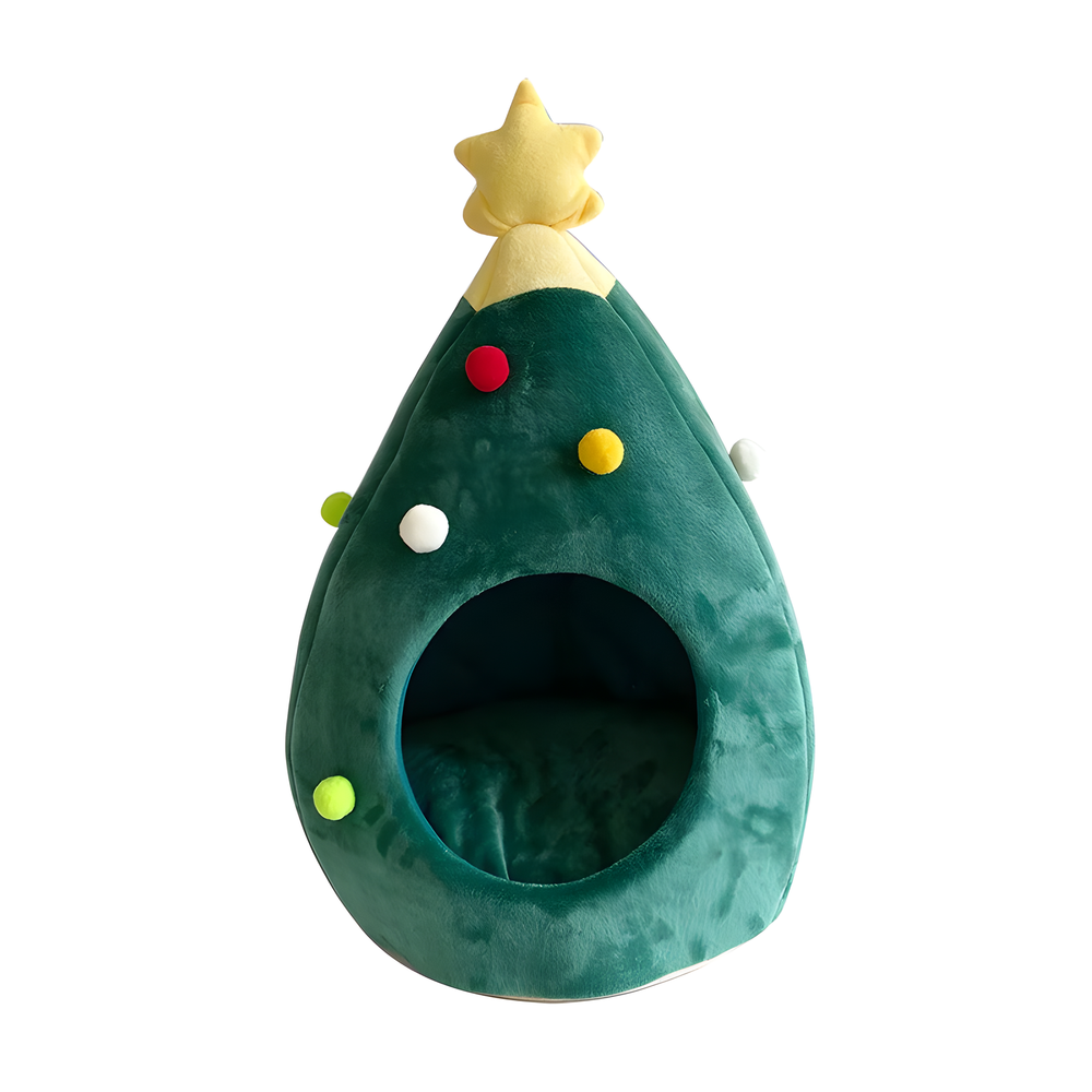 Christmas Tree Plush Cat Cave