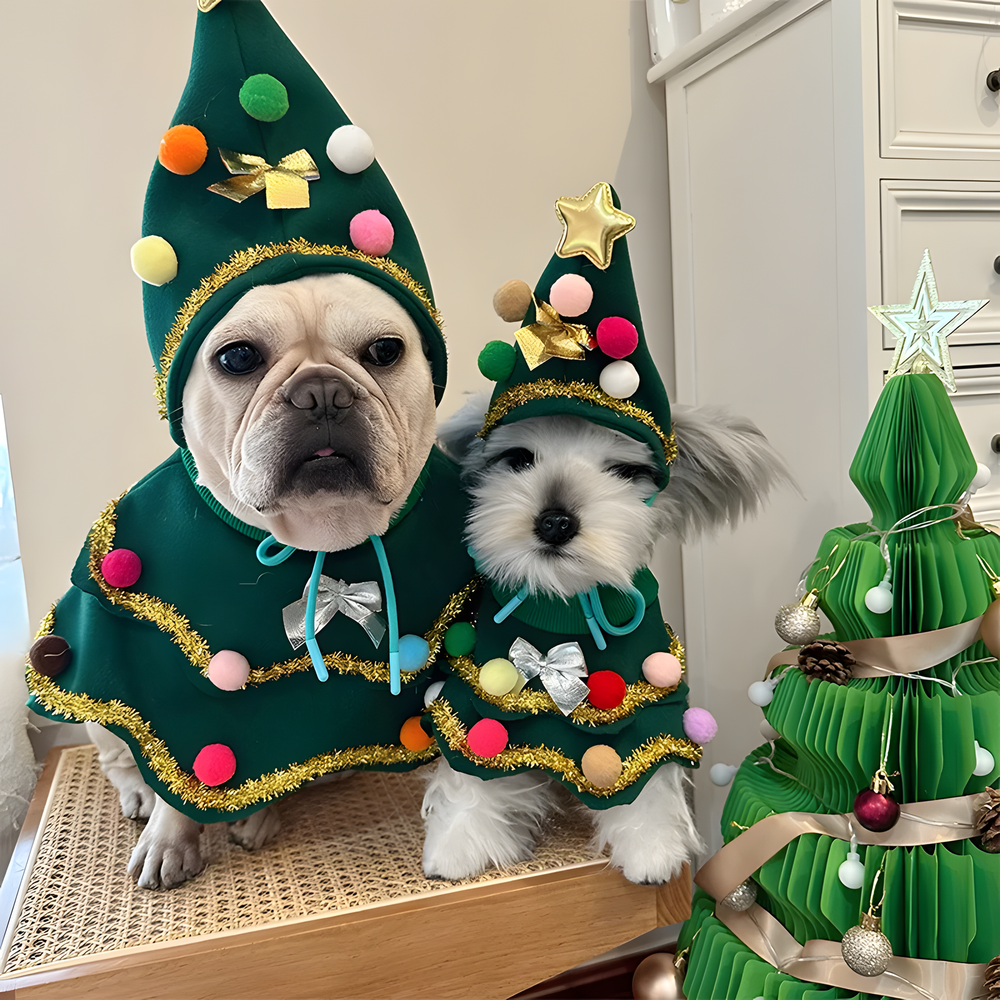 Christmas Pet Scarf and Tree Hat Set