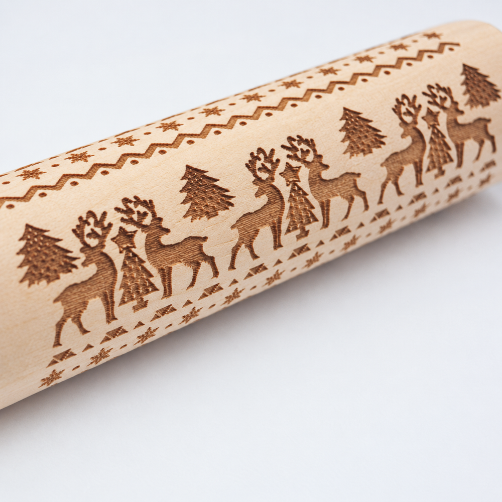 Engraved Christmas Cookie Rolling Pin