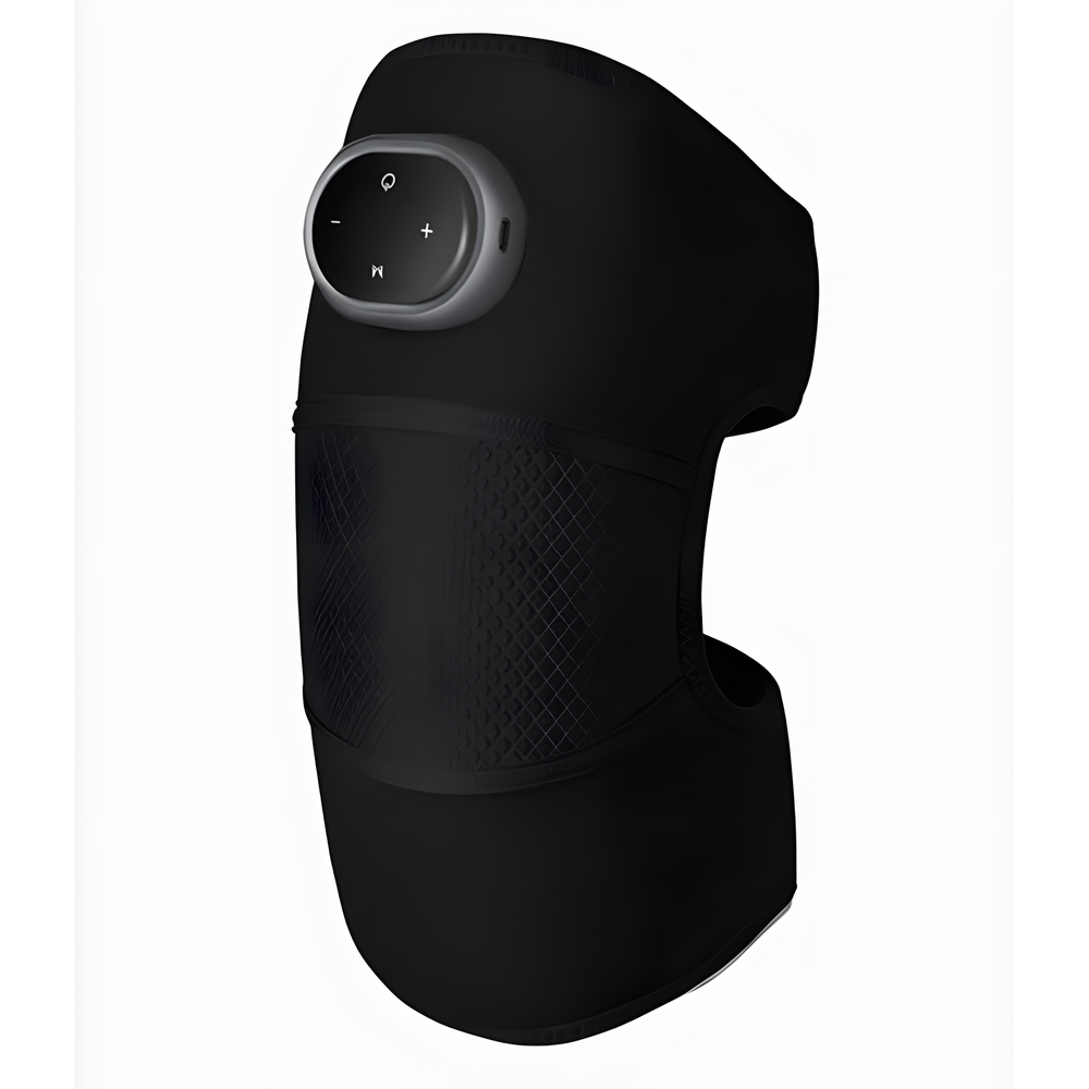 Black heated knee massager wrap with its round controller