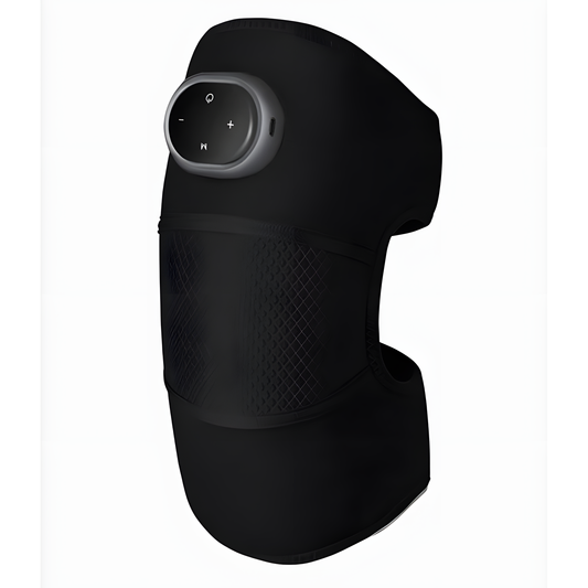 Black heated knee massager wrap with its round controller