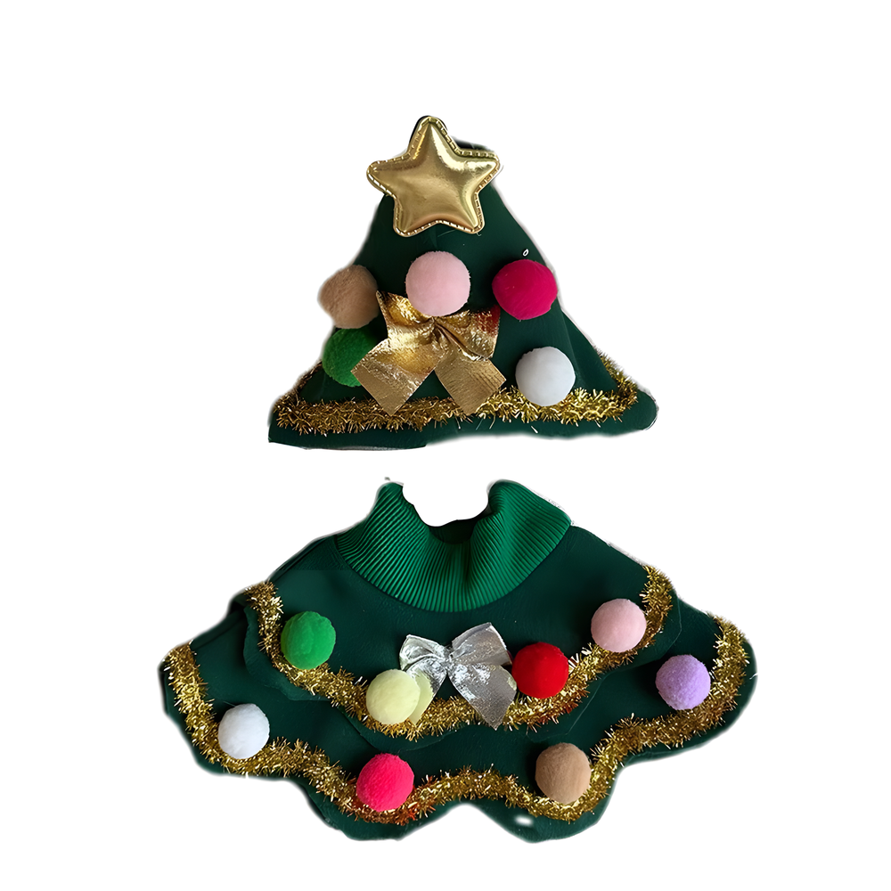 Christmas Pet Scarf and Tree Hat Set
