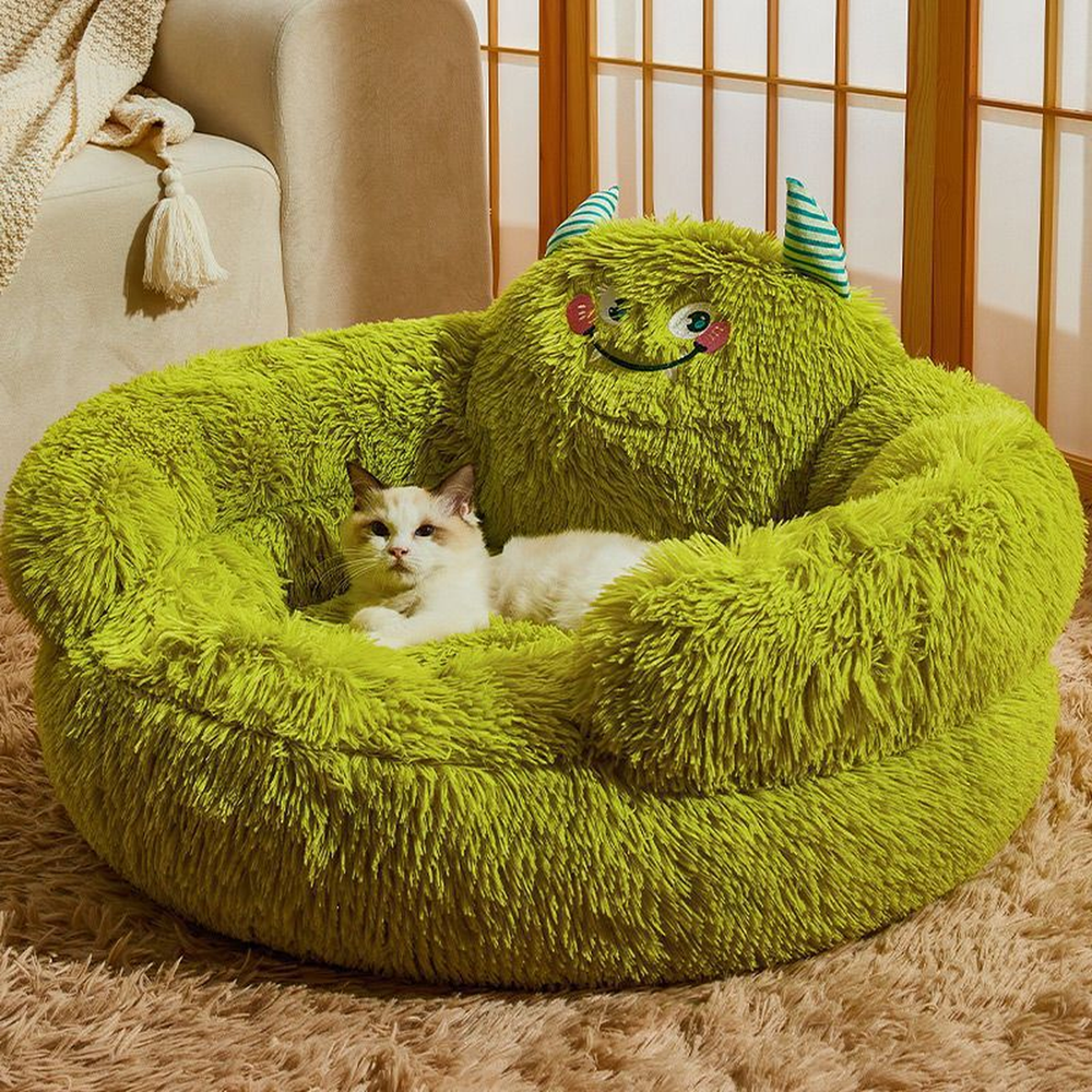Panier rond en peluche pour animaux
