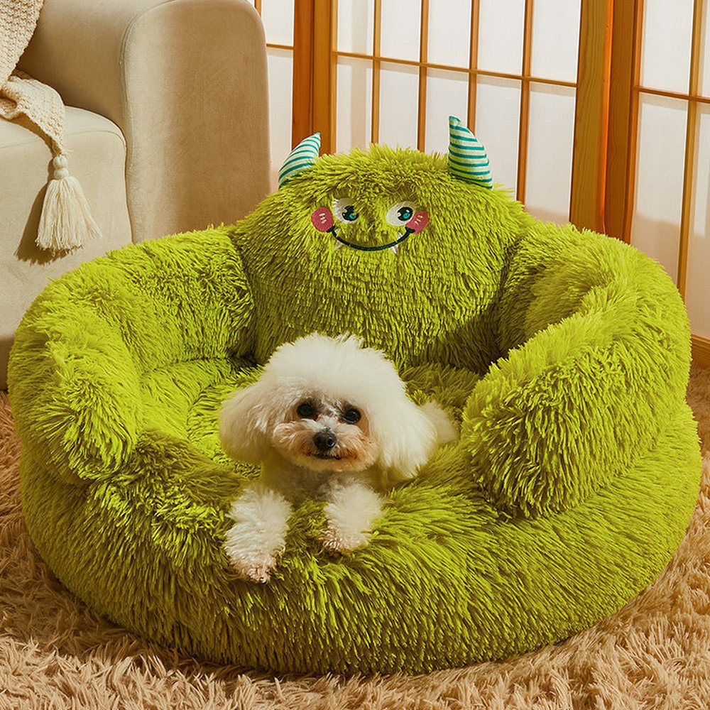 Panier rond en peluche pour animaux
