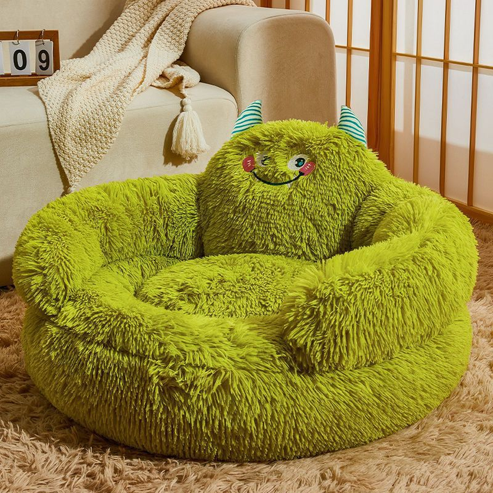 Panier rond en peluche pour animaux