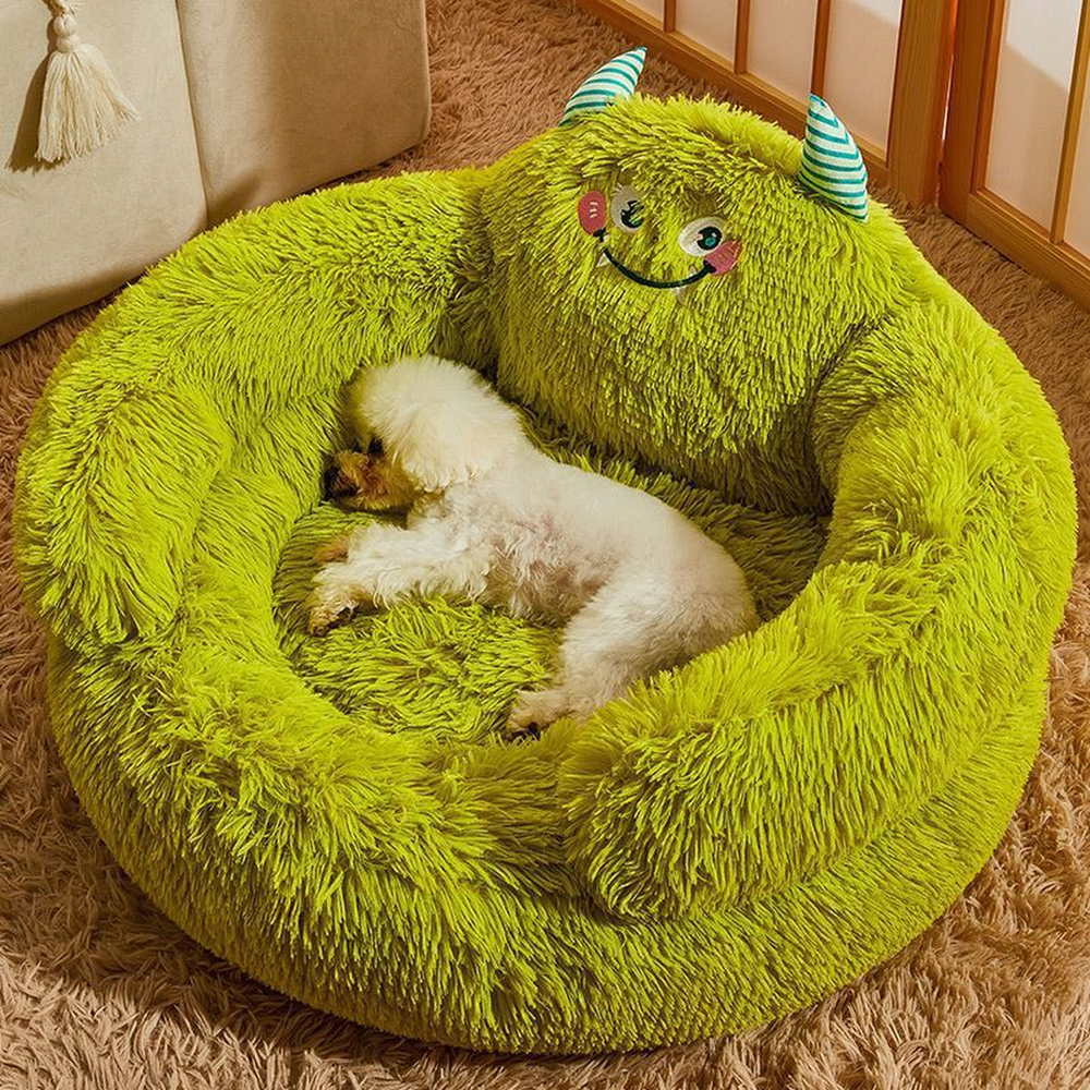 Panier rond en peluche pour animaux