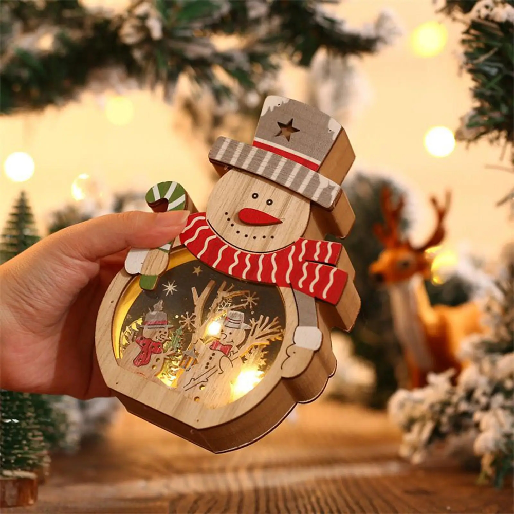 Light-Up Wooden Christmas Scene Figure
