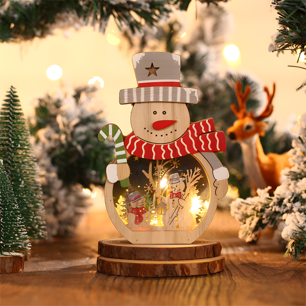 Light-Up Wooden Christmas Scene Figure