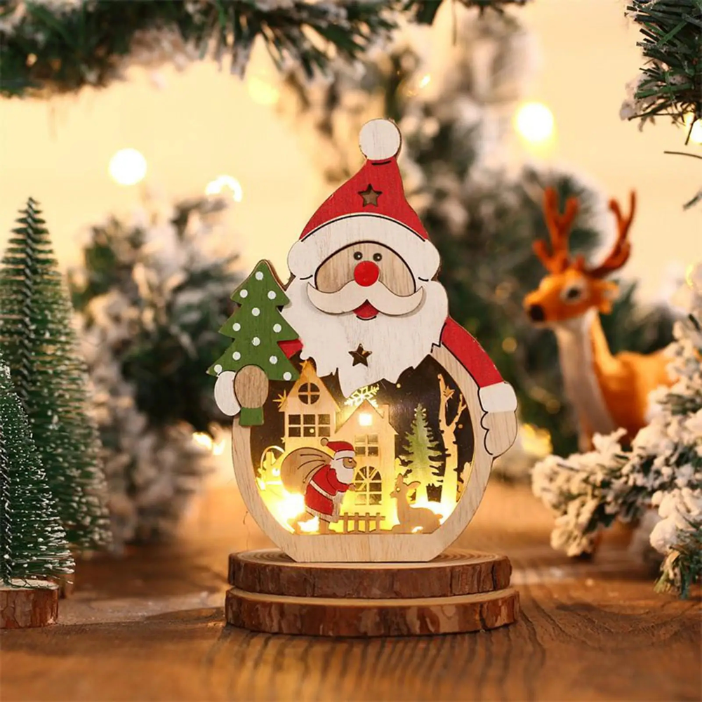 Light-Up Wooden Christmas Scene Figure