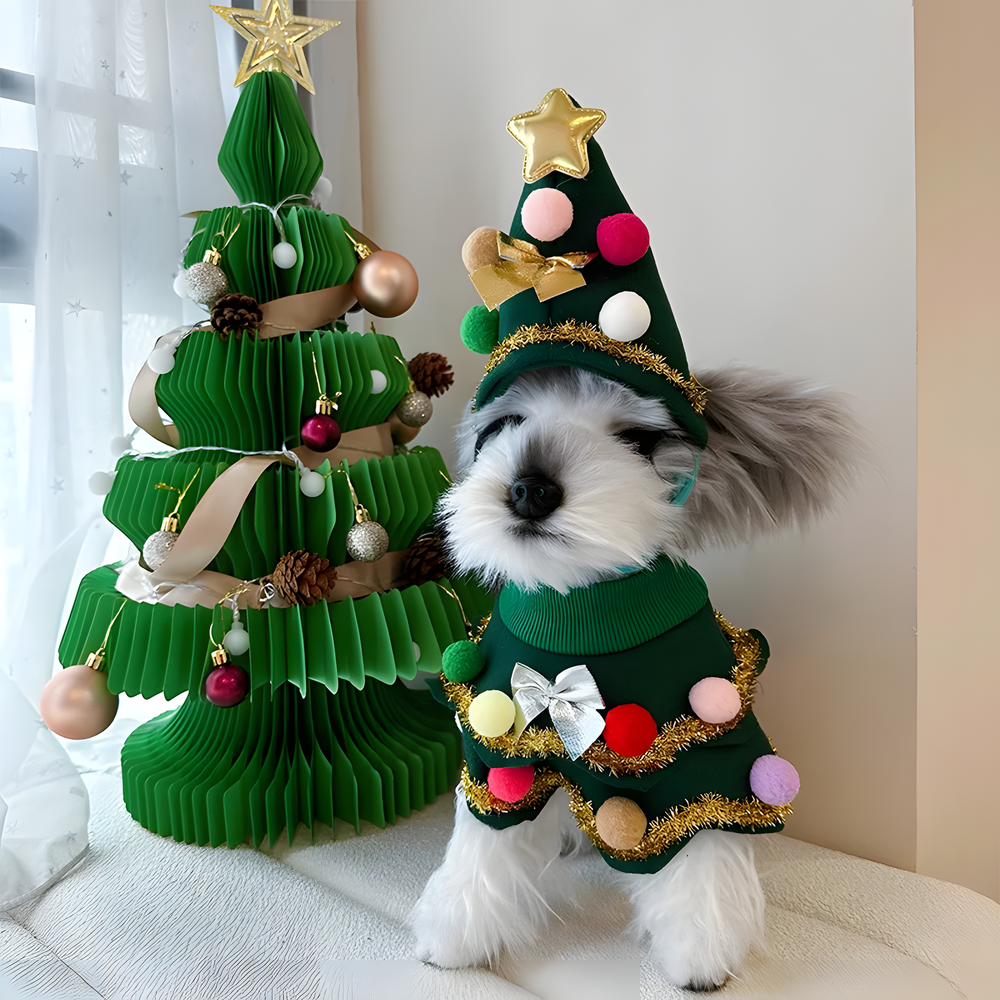 Christmas Pet Scarf and Tree Hat Set