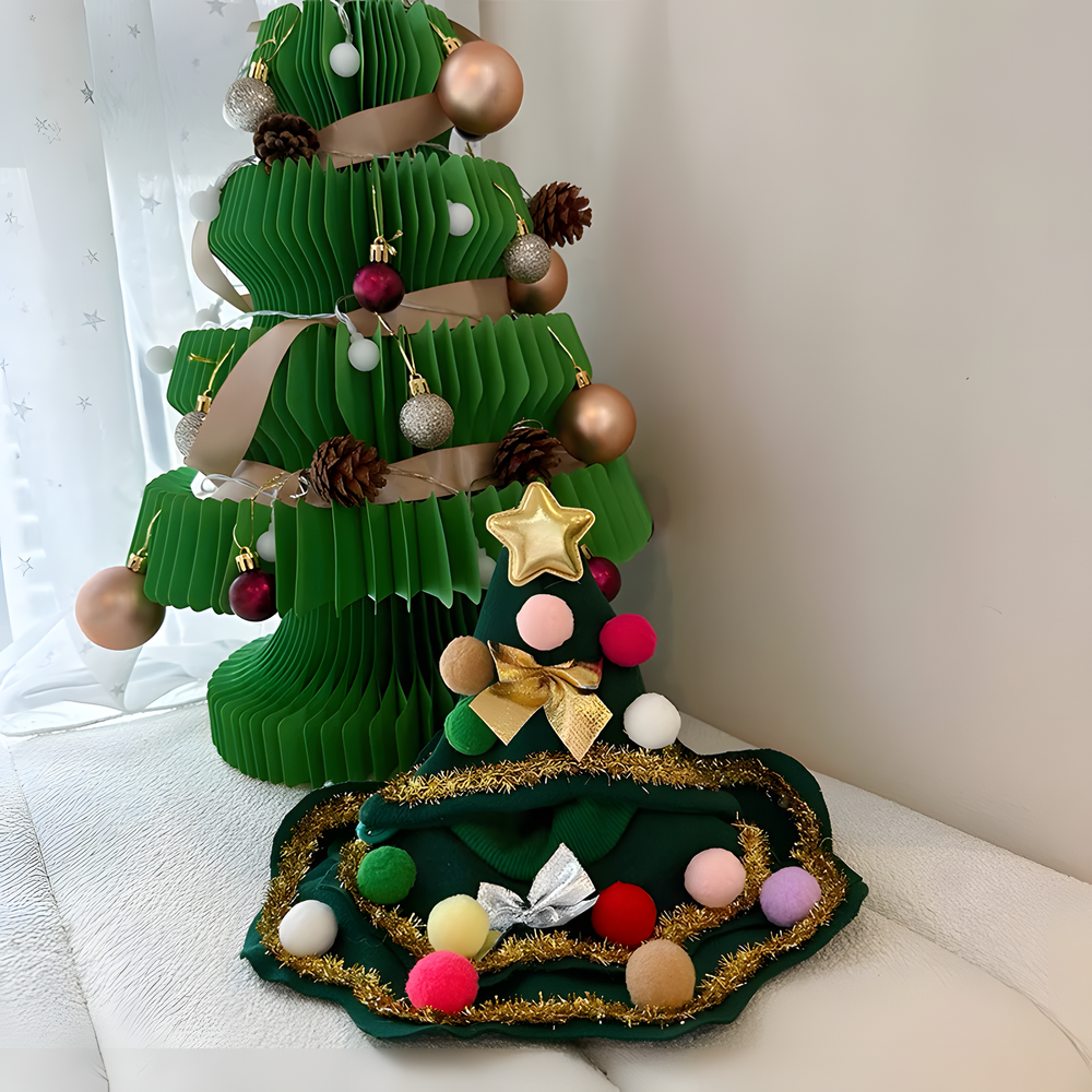Christmas Pet Scarf and Tree Hat Set