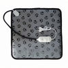 Grey paw print heated pet mat with control box and EU plug