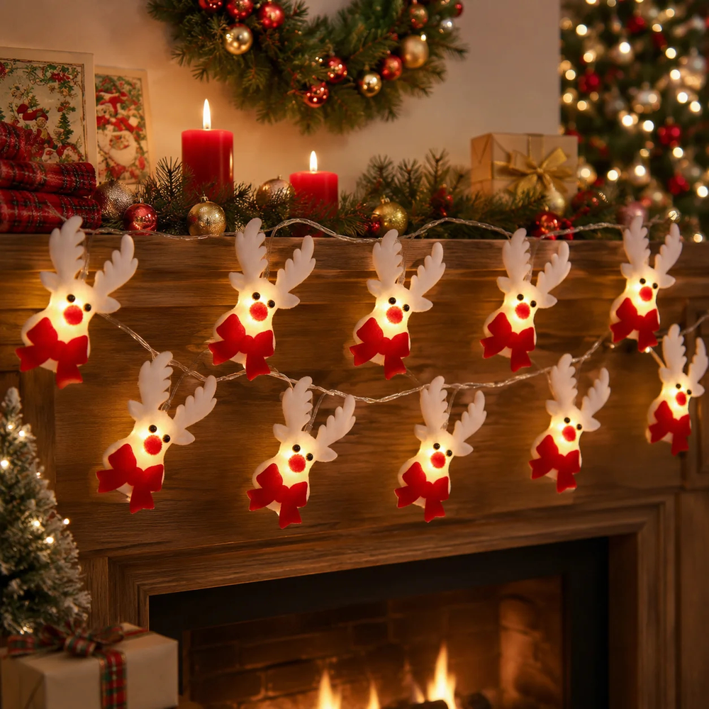 Snowman or Reindeer Christmas String Lights