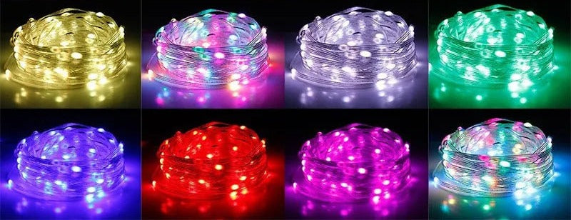 Eight lighting colours of the RGBIC string lights